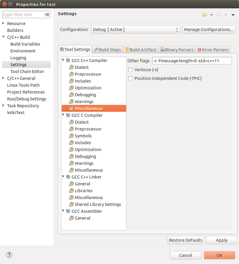 Enable C++ 11 in eclipse